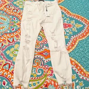 EXPRESS - White, mid rise ankle legging jeans, size 4s